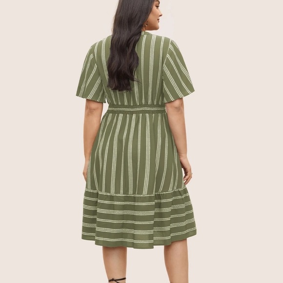 BloomChic Plus Size XL Striped Patchwork Tassels Ties Shirred Dress us14-16 - Picture 2 of 3